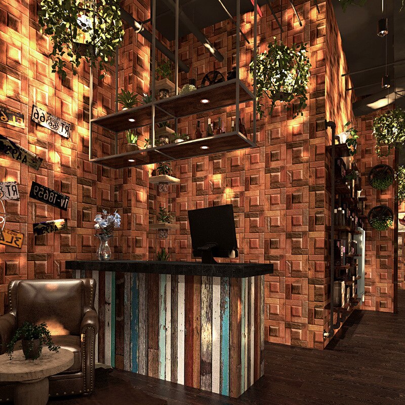 Wood grain wallpaper retro nostalgic imitation wood grain wood grain bark wood color 3d stereo Chinese classical wallpaper