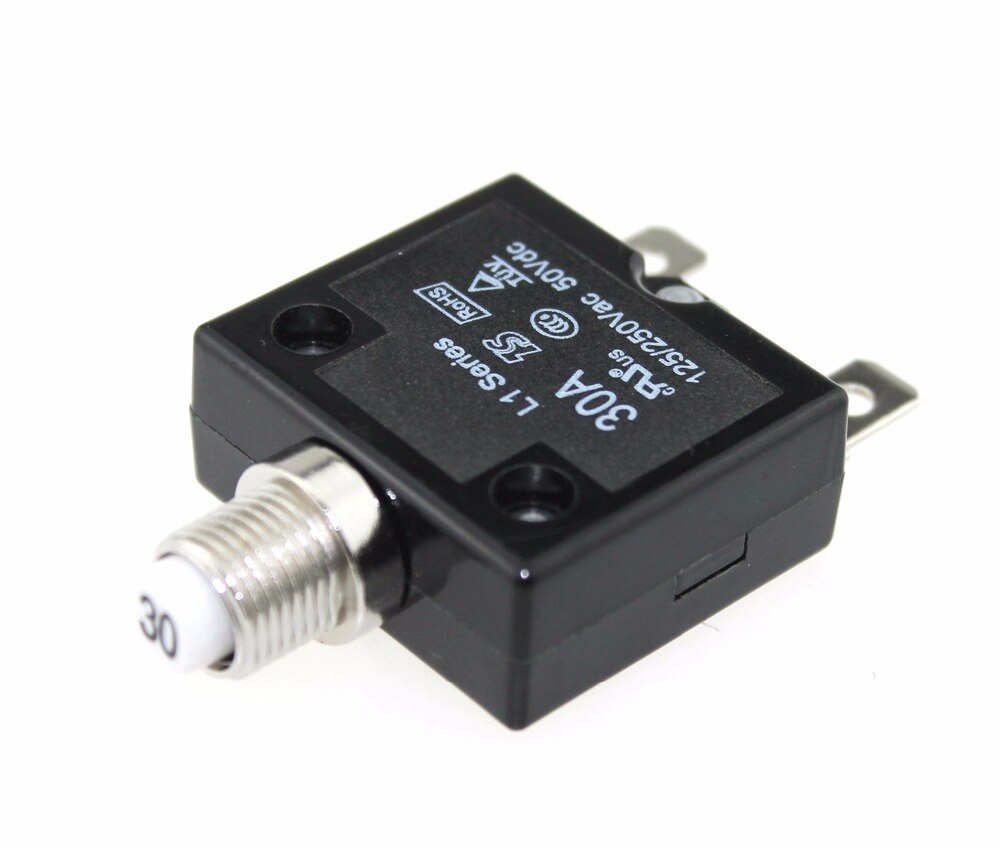 1PCS Push Button Reset 30A Manual Reset Circuit Breakers With Quick Connect Terminals For Car Boat RV