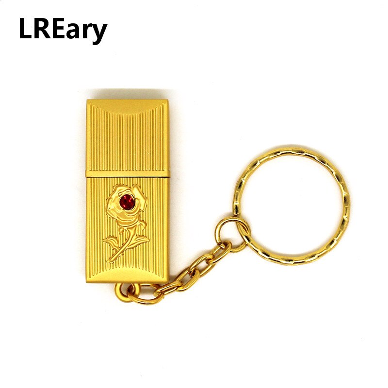 The Rose Flower USB 2.0 Flash Drives Water proof pen drive Memory Stick Metal Key chain Pen Thumb U Disk pendrive: 4GB / Gold