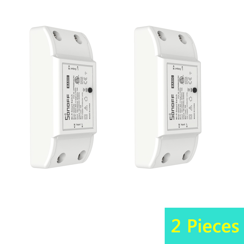 Sonoff Basic R2 Switch WiFi Wireless DIY Module Remote Timing For Smart Home Automation Works Alexa with Google Home: 2 PCS