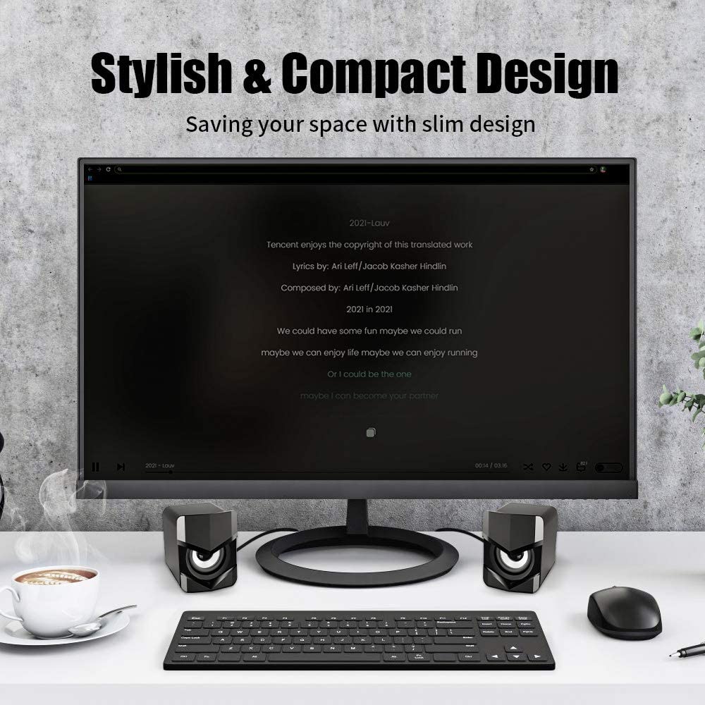 Mini Speaker,PC Wired Desktop Speaker,2.0 Stereo Sound USB Powered Laptop Speaker for Computer,Mac,Pad,Cellphone