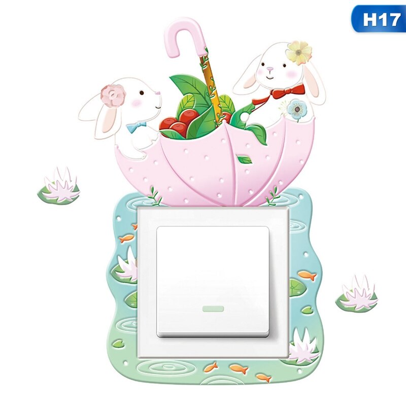 Wallsticker dyr enhjørning flamingo cover tegneserie værelse indretning 3d væg silikone tænd-sluk-kontakt lysende lyskontakt udtag: 17