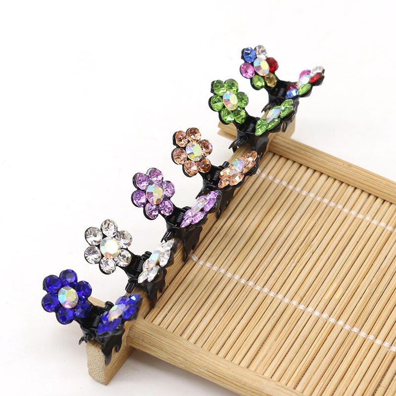 12 Stks/partij Haar Claws Meisjes Kleine Leuke Crystal Bloemen Metal Hair Clips Hoofdband Haarspelden Haar Oranment Mode Haaraccessoires