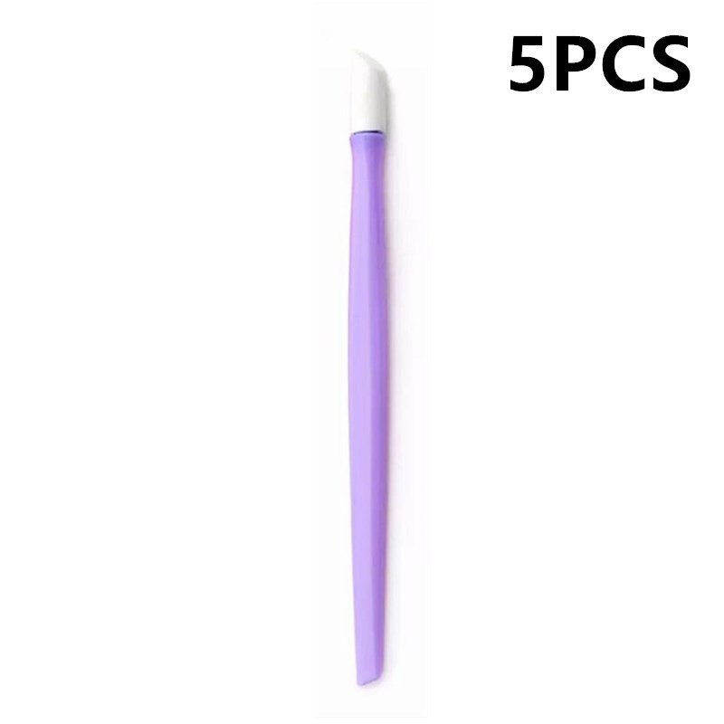 Soft Nail Cuticle Pusher Plastic Rubber Roze Kleur Nail Gereedschap Set Nail Art Manicure Accessoires: 5PCS Purple