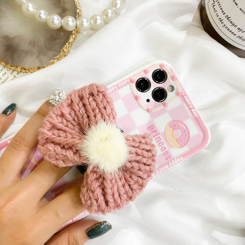 Support de téléphone portable de couleur unie, arc Girly, Support pour IPhone Samsung, bandeau pliable