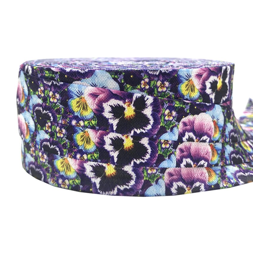 5 Yards 16mm Multi Bloemen Chrysant Vouw Over Elastische Baby Hoofdband Meisjes Haar banden Haaraccessoires Craft Supply: P808
