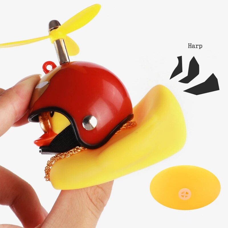 Rubber Duck Toy Car Ornaments Yellow Duck with Propeller Helmet Car Dashboard Decor Squeaking Glowing Duck Toys for Adults Kids