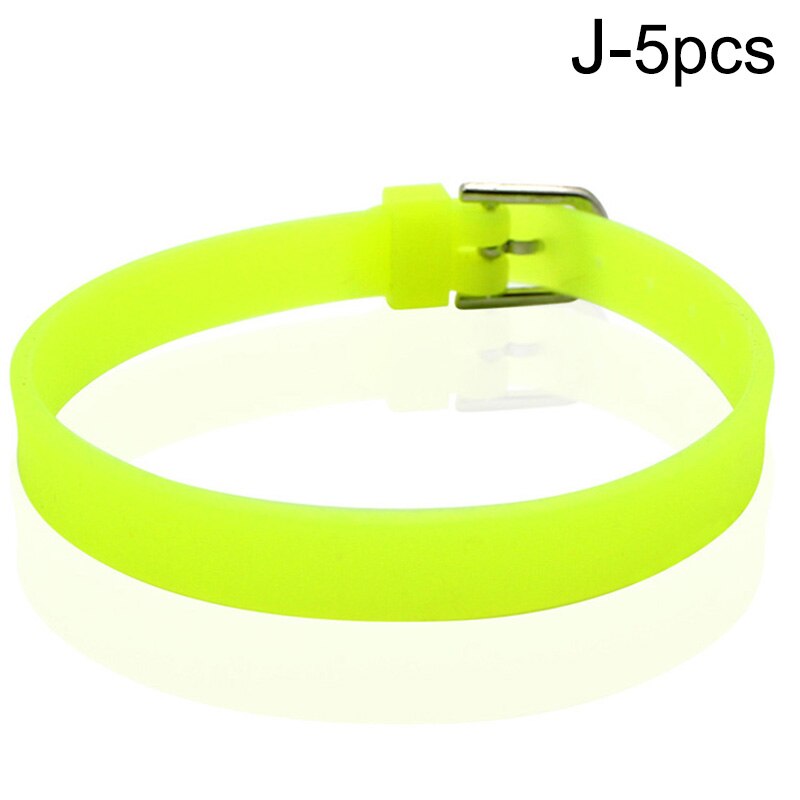 5pcs Silicone Wristband Bracelet Casual Bangles Wrist Band Sports Jogger Running Adjustable Jewelry Accessories: J