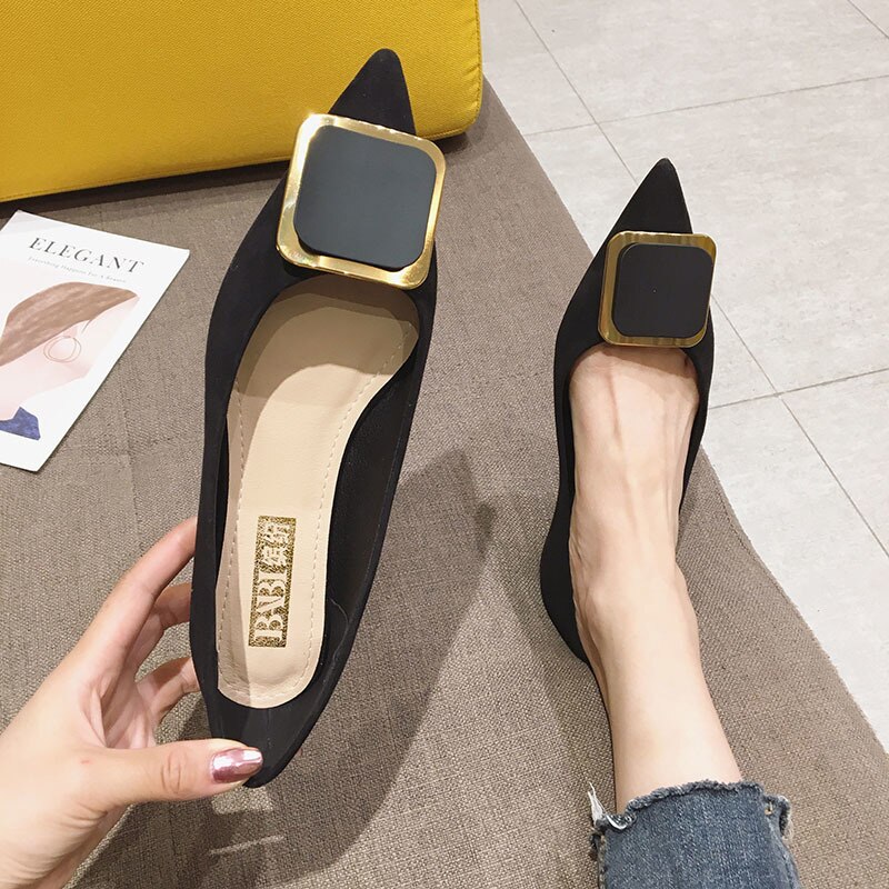 Forår efterår flats firkantet tå frisk farve kontor dame weekend sko slip on loafers kvinder flad hæl køresko