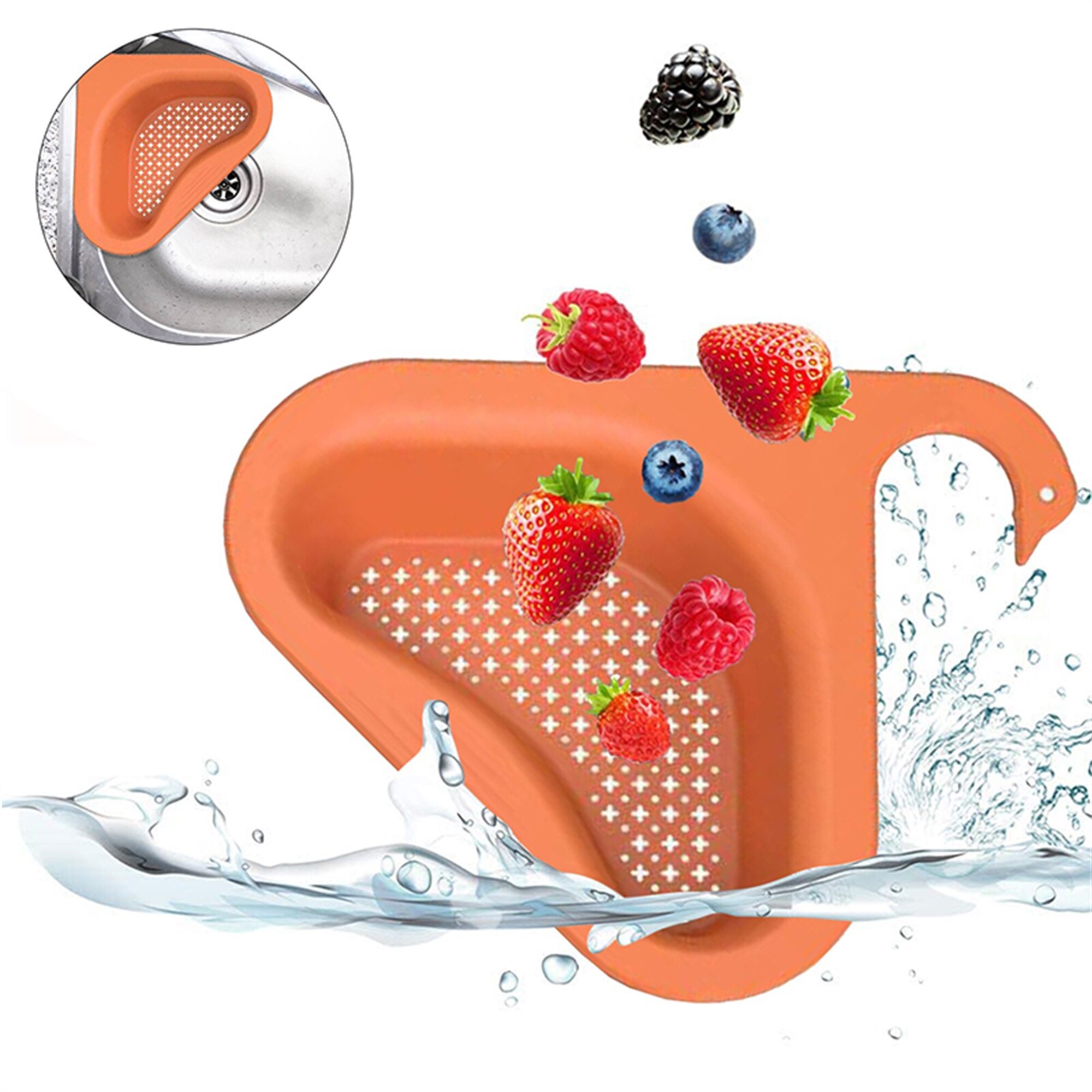 Swan Shape Sink Basket Corner Kitchen Sink Strainer Basket Kitchen Sink Strainer Multipurpose Water Storage Tank Drain Rack