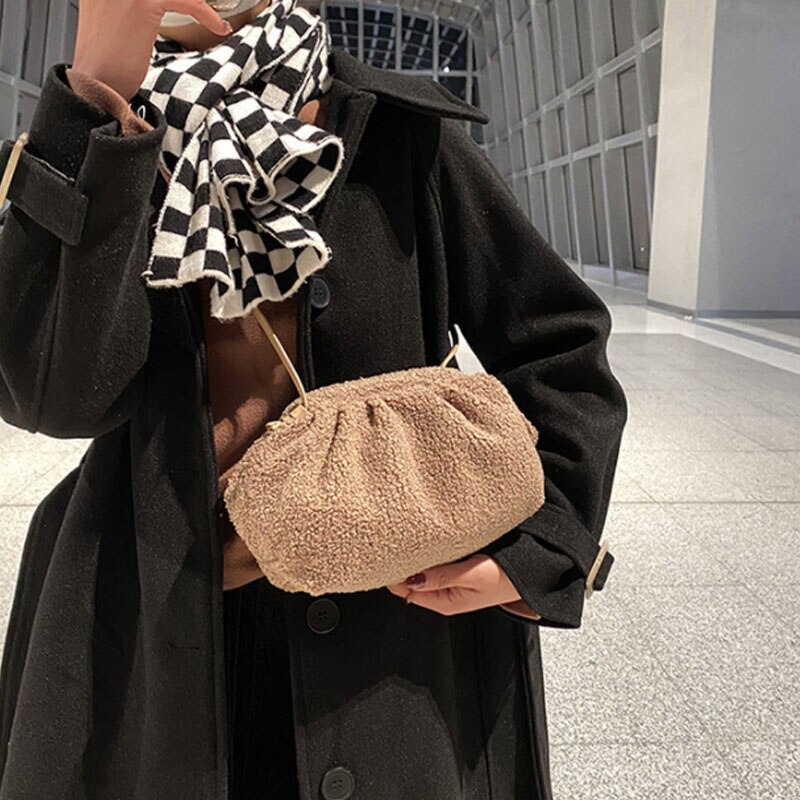 Damenhandtasche, kunstpelz-wolkentasche, Landstreicher-tasche, umhängetasche, damen-crossbody-tasche und handtaschen