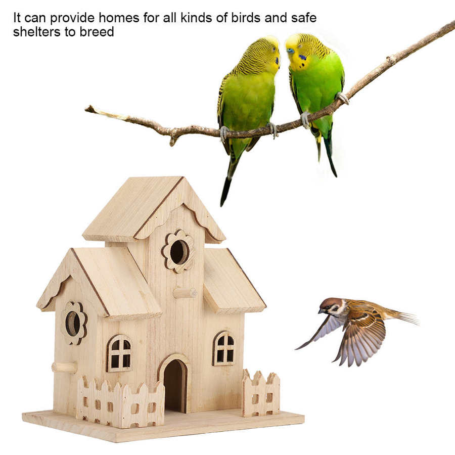 Wooden Bird Cage Natural Parrot Bird House Outdoor Garden Decoration Hanging Bird Nest Breeding Birdhouse