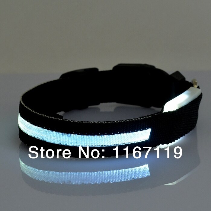 Verstelbare Pet Luminous Hond/Kat Glow Nylon Night Flashing Light Up Safety Kraag Ketting LED Riem Buckle 8 Kleuren