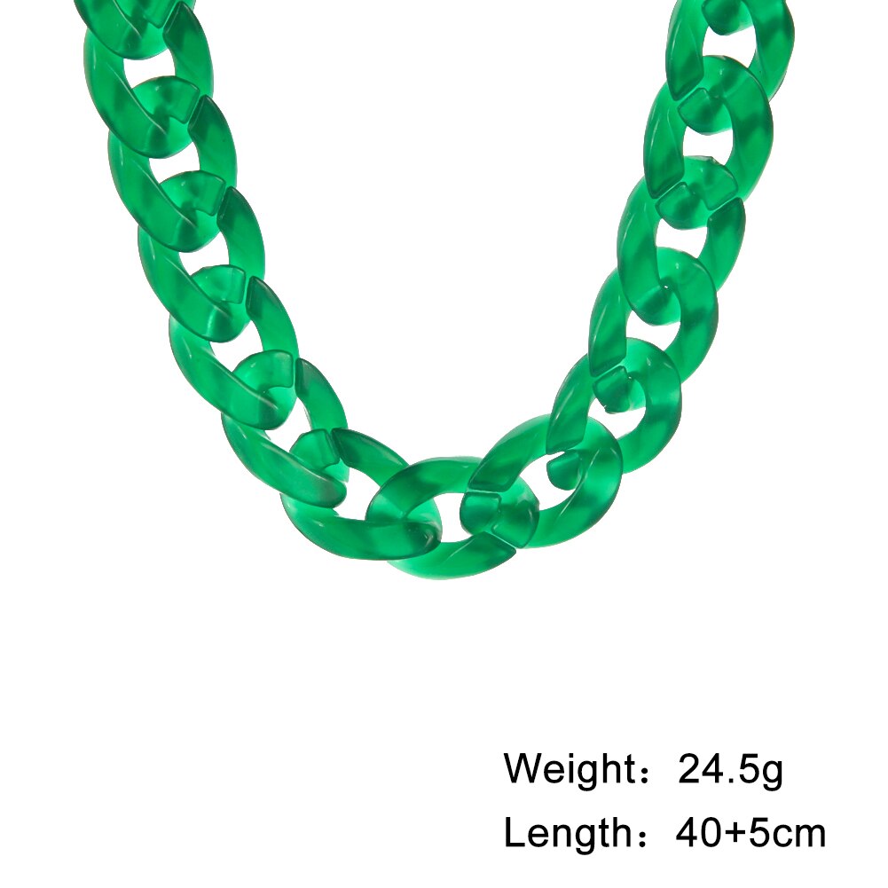 Teamer Acrylic Necklace White Choker Necklace for Women Men Neck Chain Punk Statement Goth Jewelry Boho Accessories: 7 green