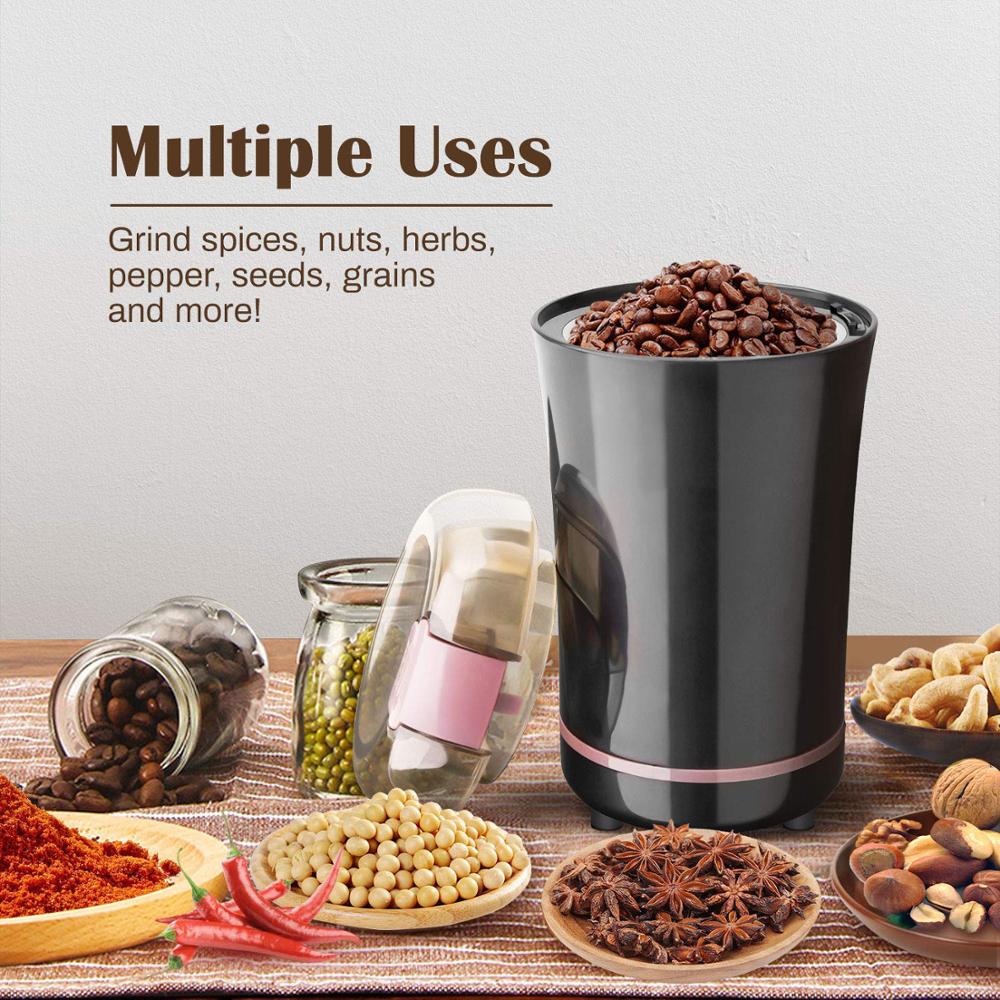 Yajiao kaffemaskin elektrisk kvarn bönkrydda med blad av rostfritt stål avtagbar kraft för kaffebönsump korn