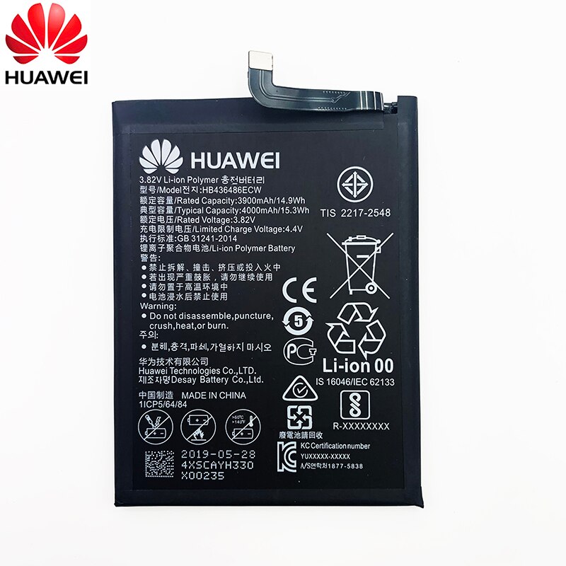 100%  originale hua wei  hb436486 ecw 4000 mah batteri til huawei mate 10 mate 10 pro  /p20 pro  al00 l09 l29 tl00 honor  v20 batterier