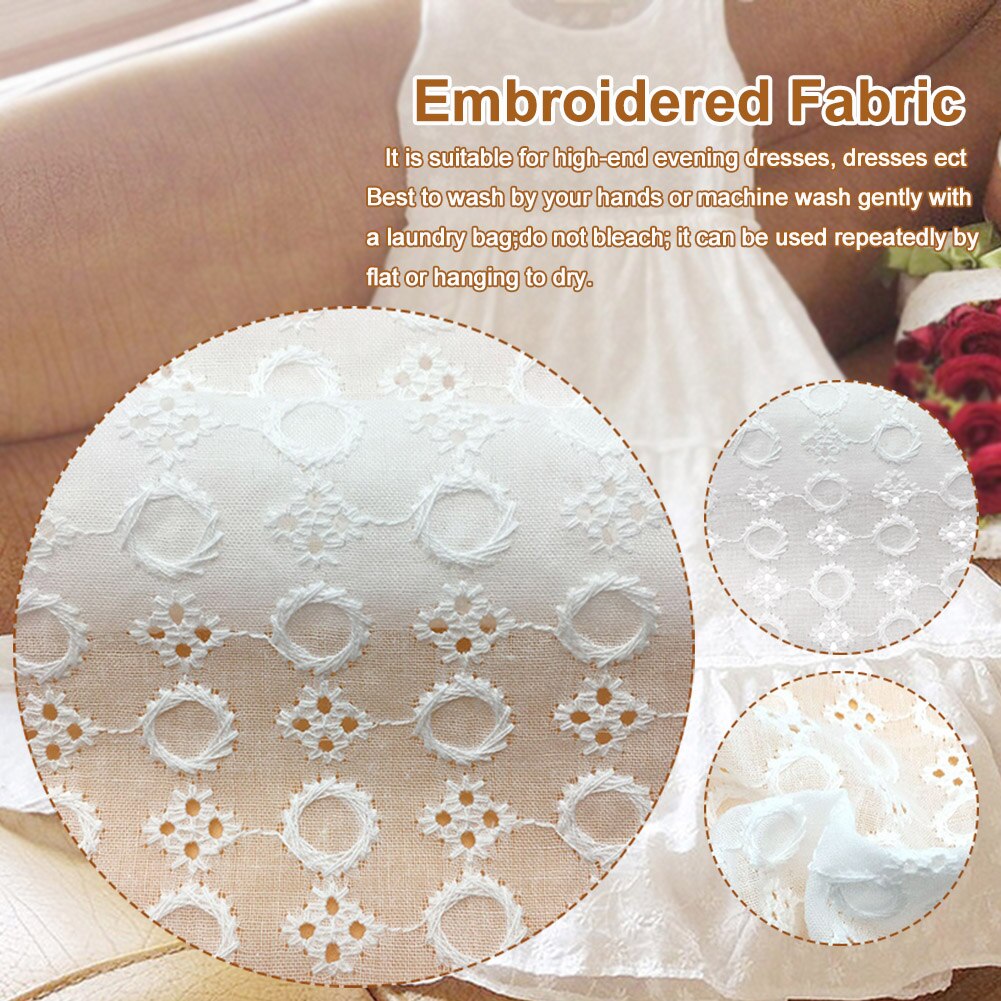 Cotton Blend Wedding Home Textiles DIY Sewing Embroidered Fabric White For Sewing Decoration Lace Fabric For Wedding Dresses
