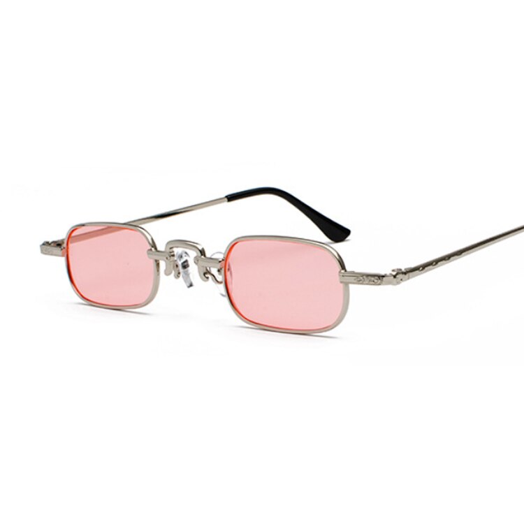 Retro Small Square Metal Steampunk Sunglasses Women Men Glasses Brand Vintage Sunglasses Female: SilverPink