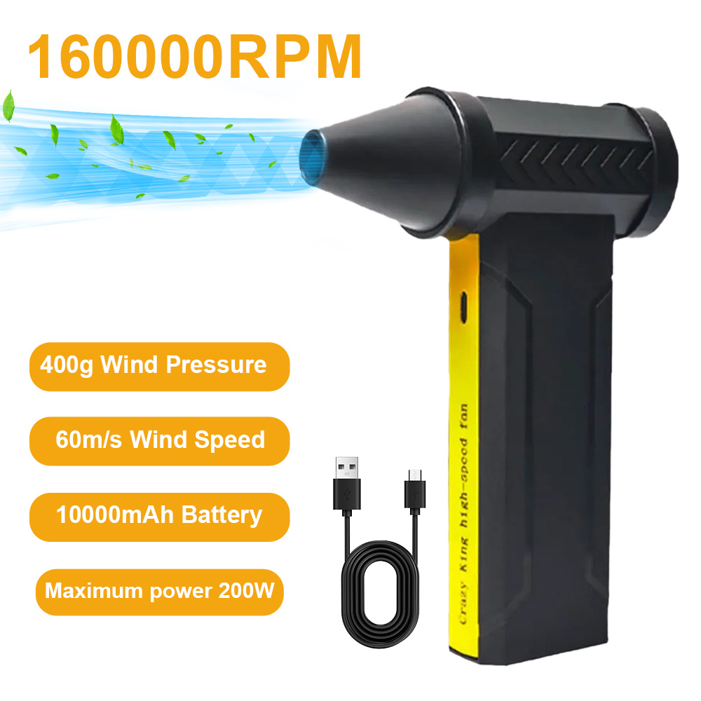 130000 RPM Mini Turbo Jet Fan plumero de aire eléctrico velocidad del viento ajustable Turbo ventilador violento recargable con luz limpieza del coche