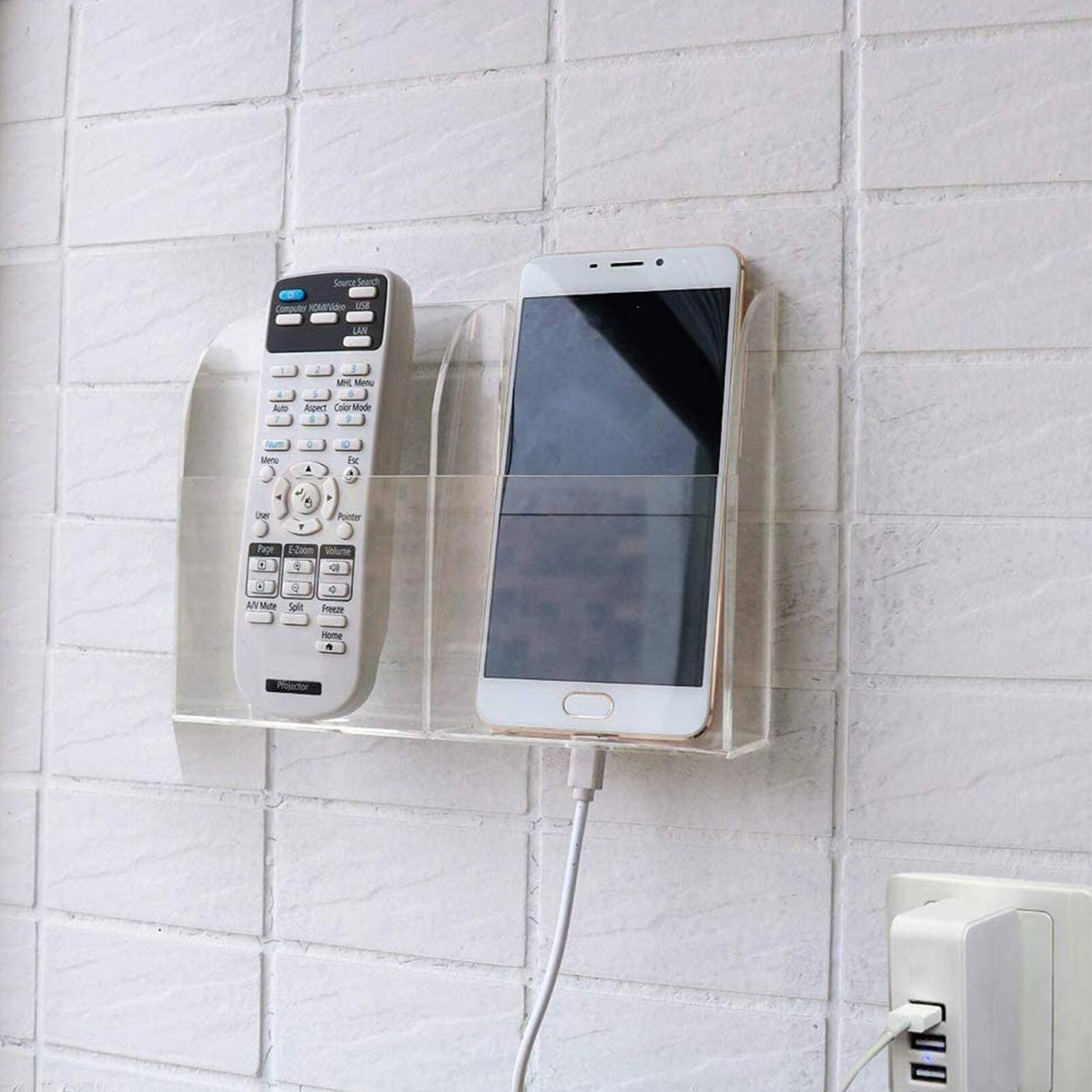 Wall Mounted Transparent Acrylic Desktop Finishing Holder Remote Control Holder Organizer Storage Box Holder Case Wall Mount