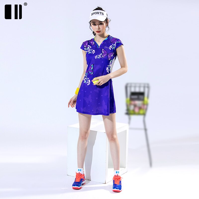 Mulher verão novo badminton vestido de secagem rápida esportes vestido de tênis roupas femininas terno com shorts de segurança