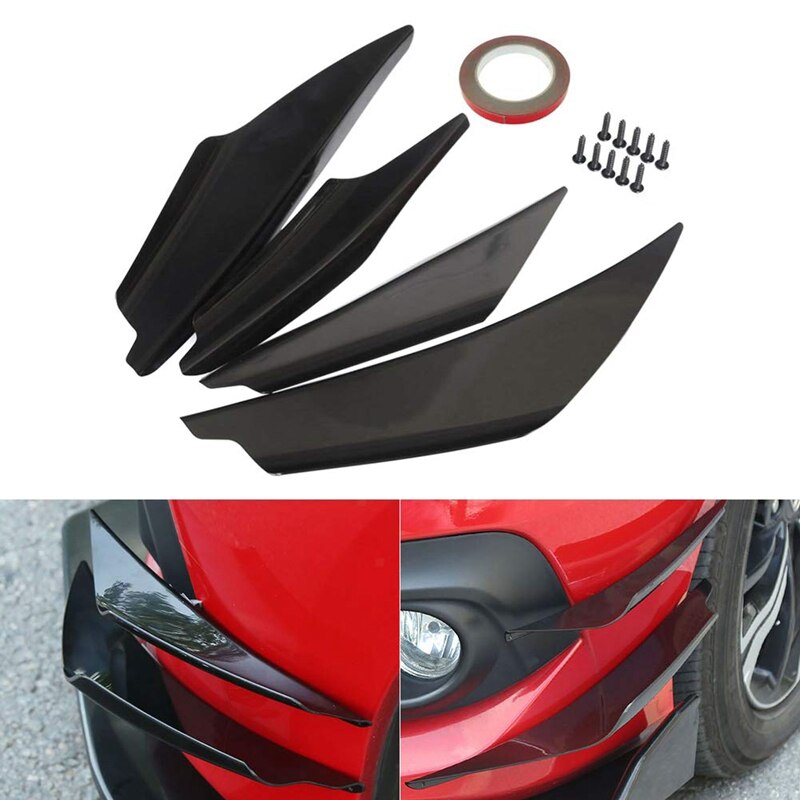 Canards de parachoques delantero, difusor de carrocería, aletas de alerón, ajuste Universal para cualquier coche, 4 Uds.