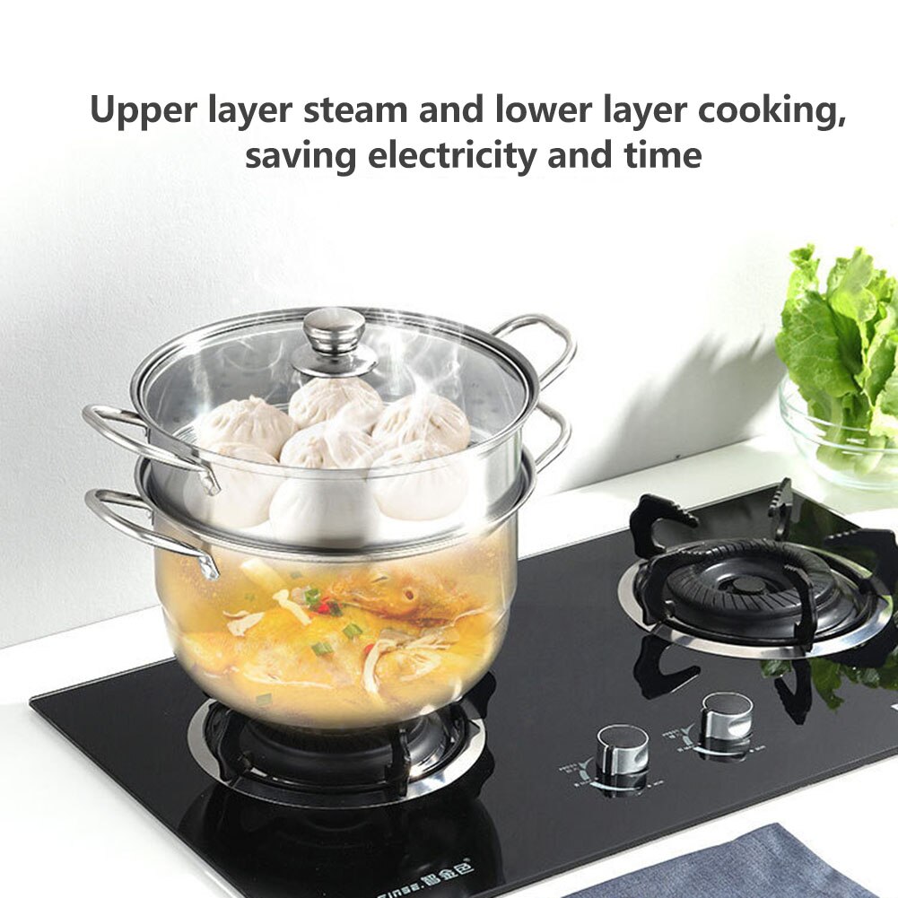 Stainless Steel two layer Steamer pot Soup Steam Pot Cooking Pots for Induction Cooker Gas Stove steam pot Kitchen Cookware