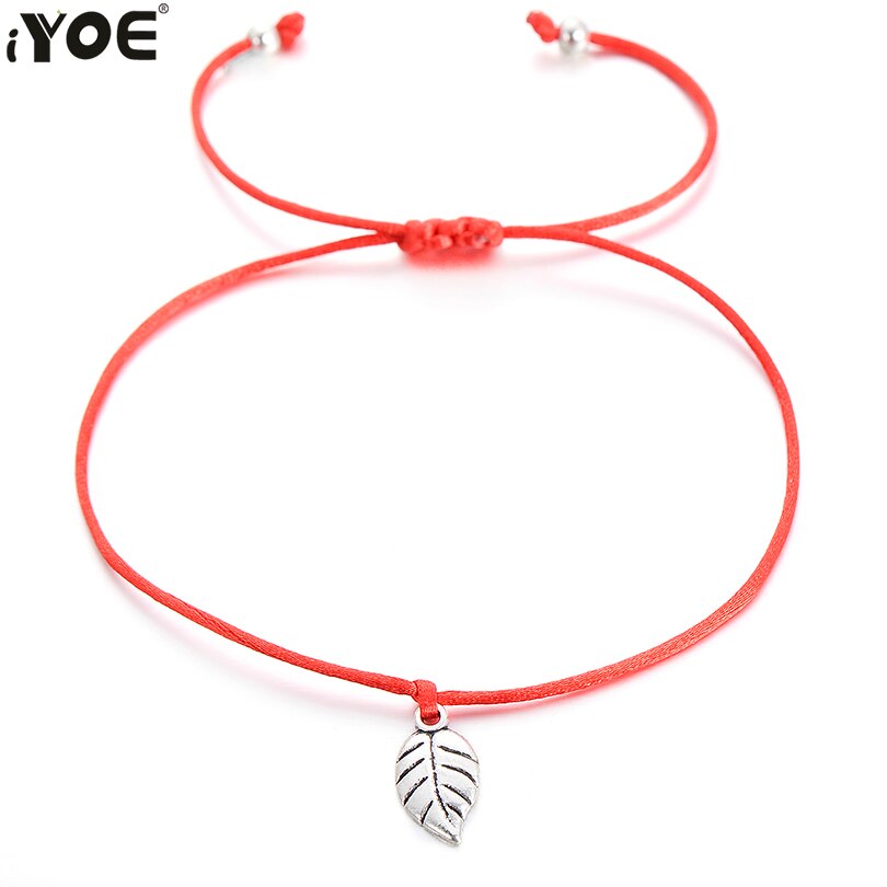 IYOE Manuelle Glück Rot Gewinde Armbänder Für Frauen Männer Kinder Fisch Blatt Herz Baum Elefanten Shell Einhorn Tier Wünschen Karte armband