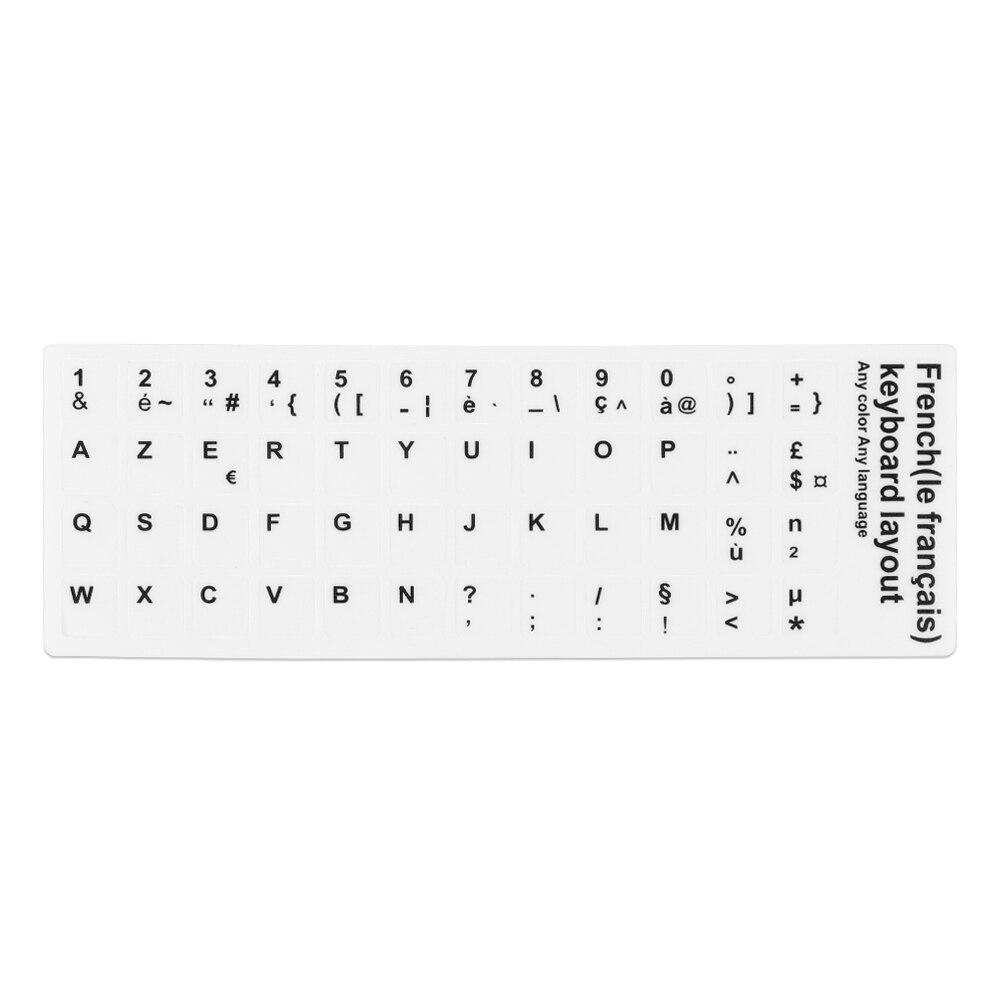 Luminous Keyboard Stickers Laptop PC Letter Alphabet Spanish/English/Russian/Arabic/French Language Keyboard Protective Film: White French
