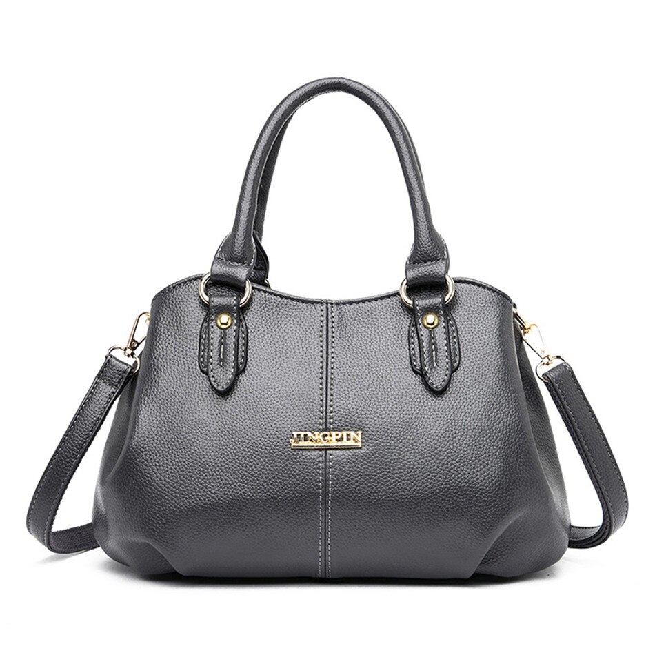 3 grote tassen, grote capaciteit, casual tote bag, zacht leer, dames handtas, crossbody schoudertas voor vrouwen, sac a dos: Grijs