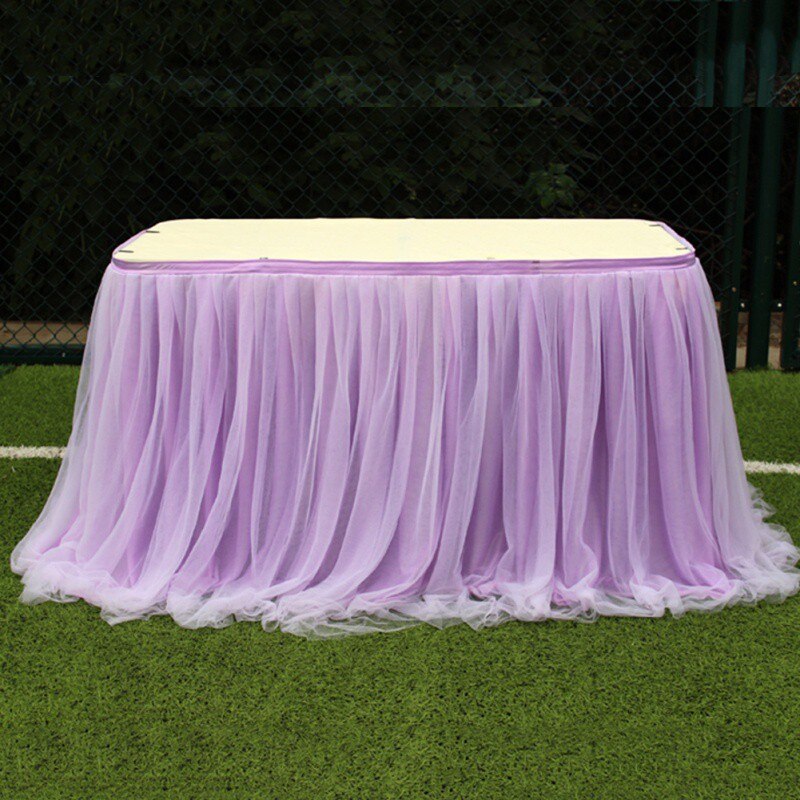 Tutu Tulle Tafel Rok Elastische Mesh Tulle Servies Tafelkleed Voor Bruiloft Tafel Decoratie Thuis Textiel Accessoires #1: Paars
