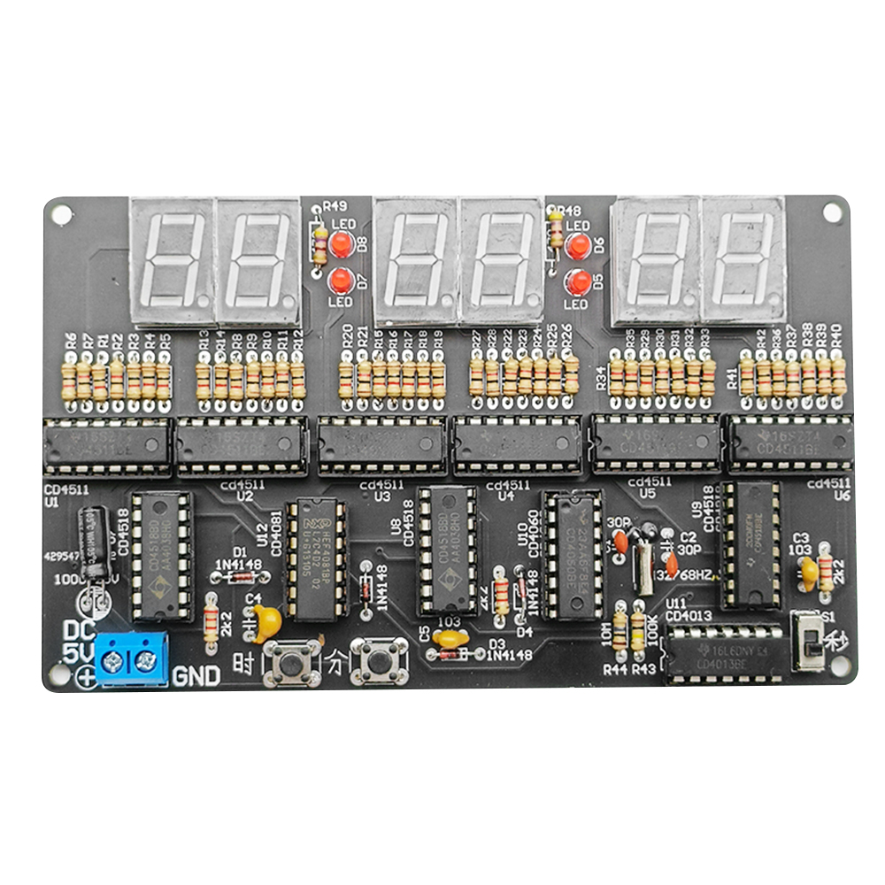 DC 4.5V-5.5V 6-bit Digital Circuit Clock Kit Electronic Clock Teaching And Training Welding Production Diy Kit