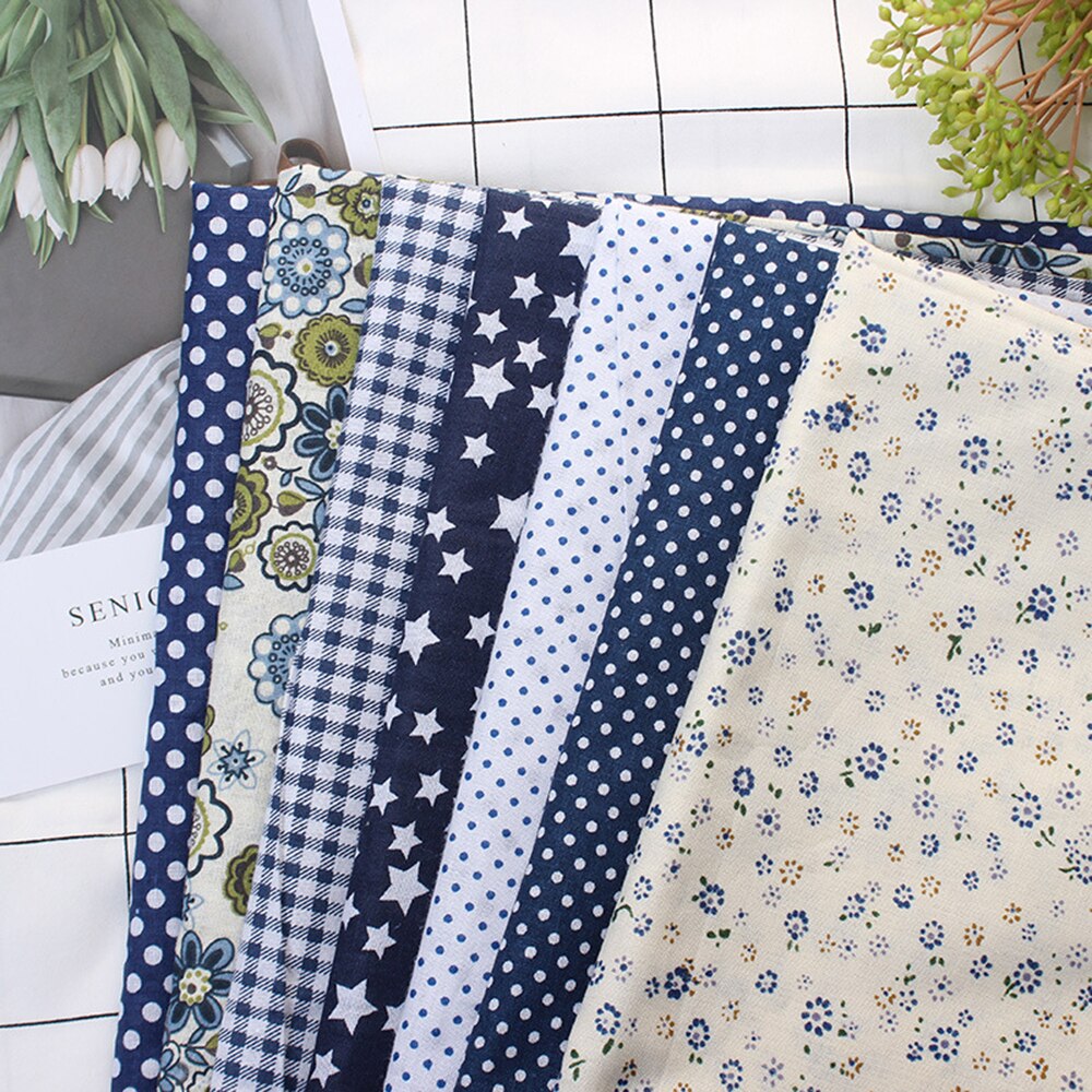 7Stck 50X50cm Baumwolle Stoff Quadrate Bündel Patchwork Vor-schneiden Decke Quadrate Für DIY Handarbeit Patchwork tuch Tasche Hand Fetzen: 7PC dunkel Blau50x50cm