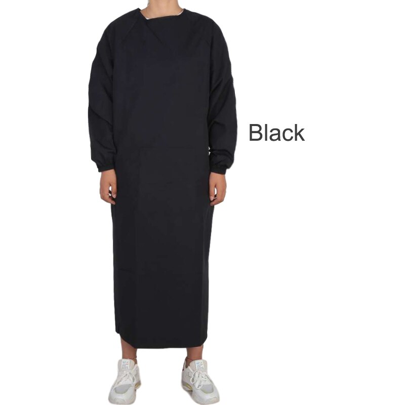 Bata impermeable reutilizable unisex, prenda de trabajo resistente al aceite y apta para la limpieza del hogar: Negro