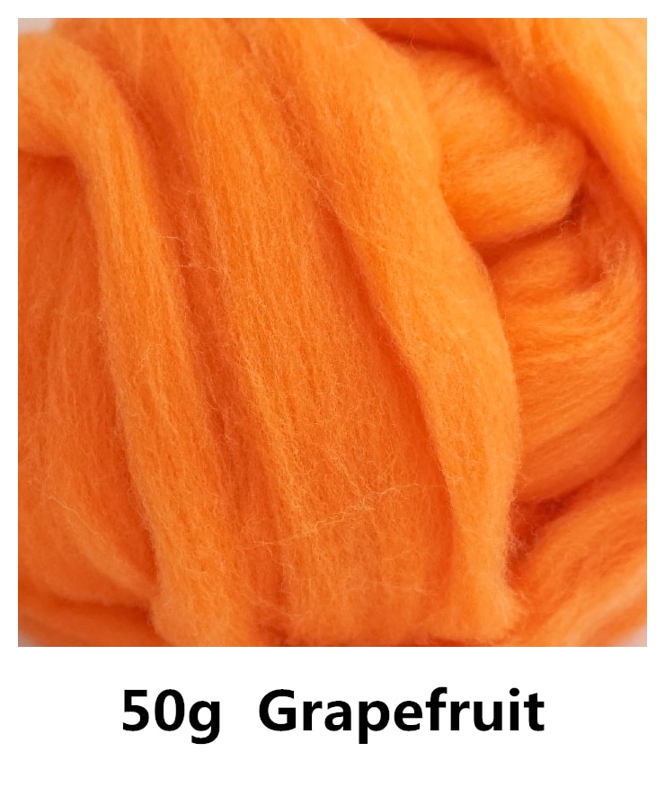 50g Super Snelle vilten Korte Vezel Wol in Naald Vilten wolvilt kleur Grapefruit nat vilten