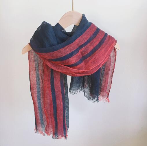 Japan Spring And Summer Thin Pure Linen Vertical Stripe Men&#39;s And Women&#39;s Scarves Long Shawl With Tassels: COLOR 6