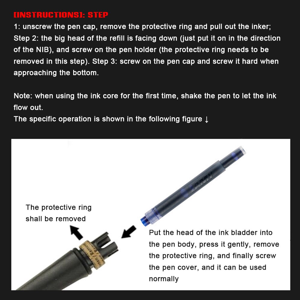 Colorful Disposable Fountain Pen Ink Compatible with All Standard Fountain Pens 5PCS for Calligraphy Writing NIN668