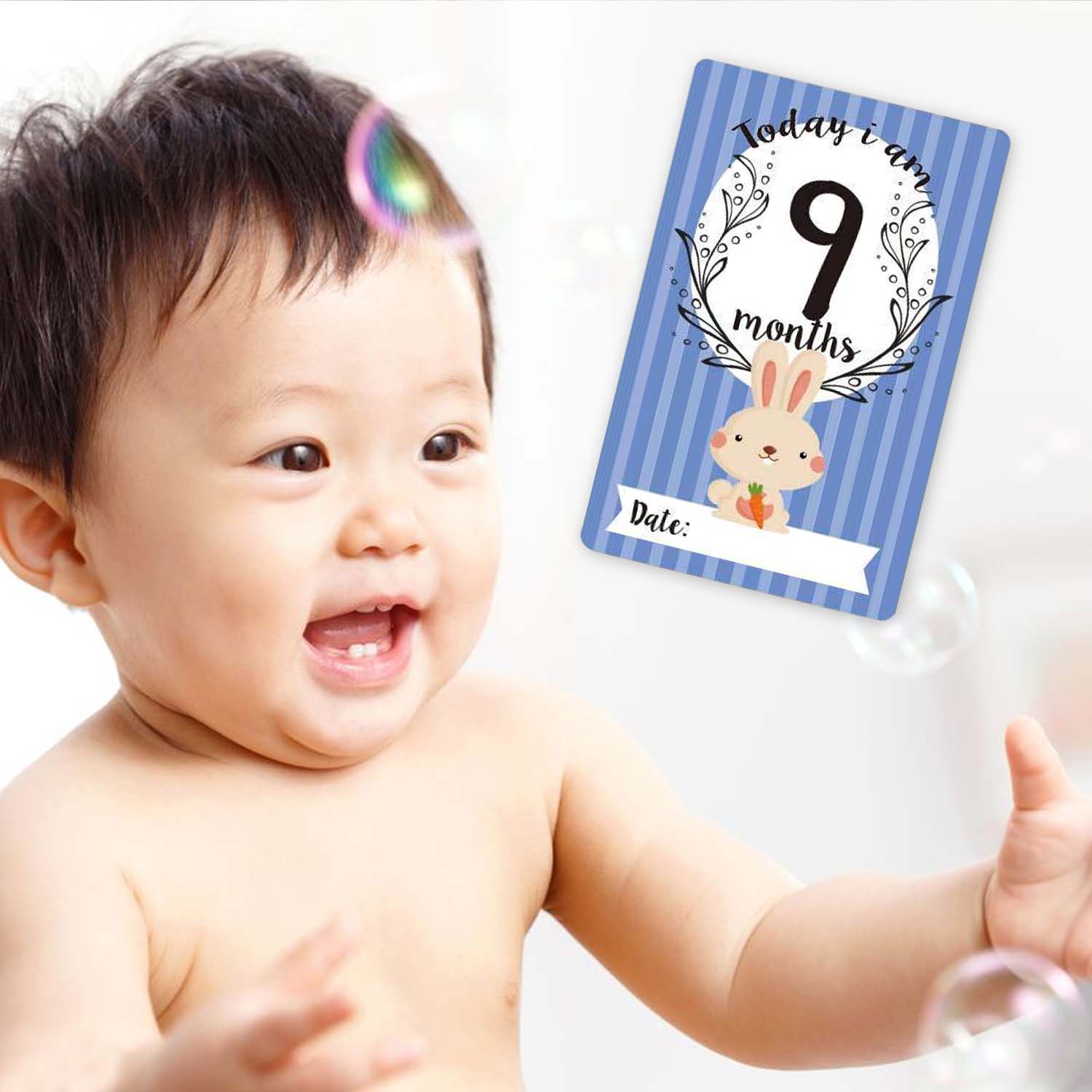 12PCS Baby Monthly Growth Milestone Stickers 1-12 Months Record Photograph Stickers Cards DIY Commemorative Photo Booth Props