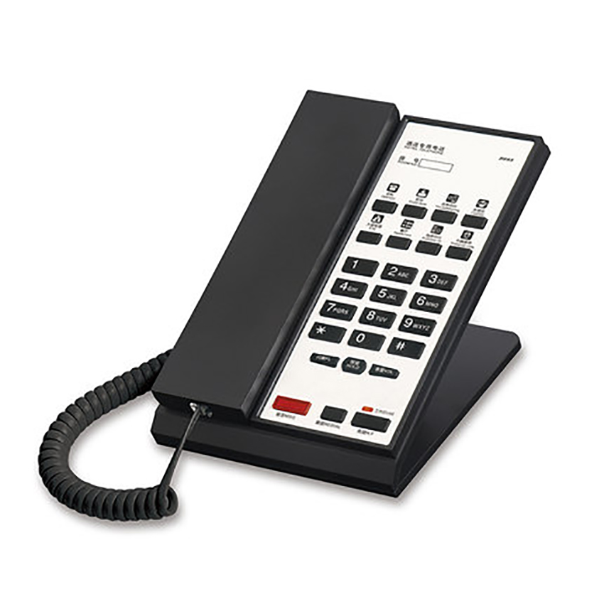 Teléfono fijo con cable de escritorio teléfono fijo con auriculares rectos, almacenamiento de mensajes, ajuste de volumen manos libres para hoteles: Negro