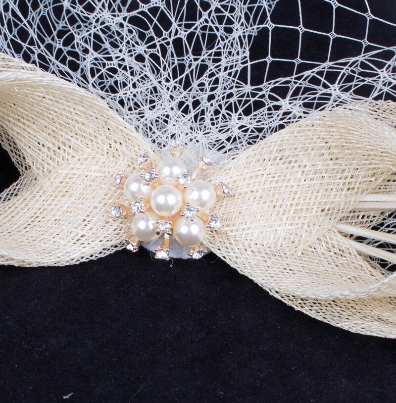 Sinamay-tocado de novia de malla para boda, sombrero con plumas, accesorios para el cabello, tocado de cena para mujer, pasador de pelo