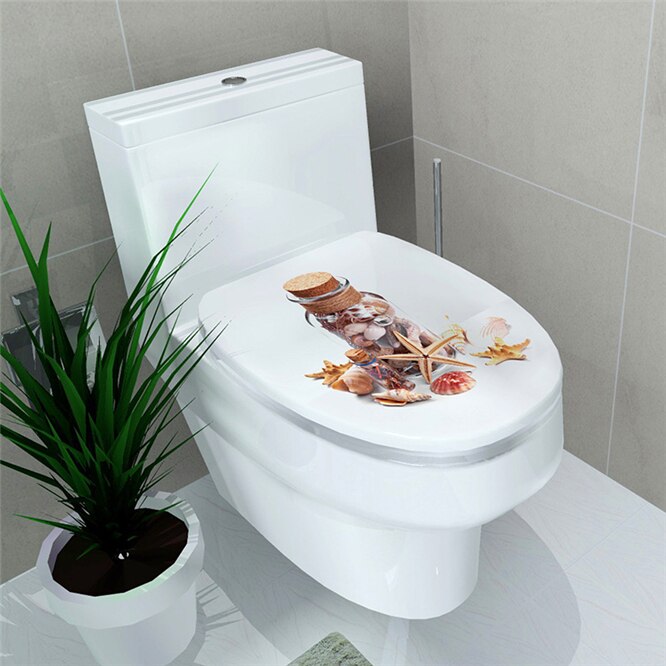 Vandtæt 3d toilet sæde væg klistermærke kunst havfisk wc piedestal pan dækning mærkater aftageligt badeværelse mærkater hjem indretning: D