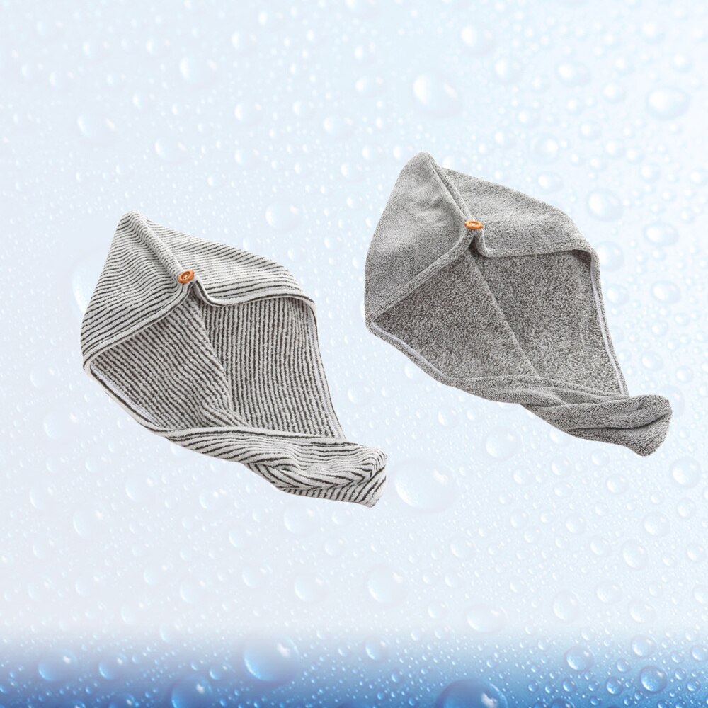 2Pcs Sneldrogende Handdoek Haar Cap Bamboe Houtskool Vezels Droog Haar Cap Absorberende Cap Haaraccessoires Voor Meisjes Dames