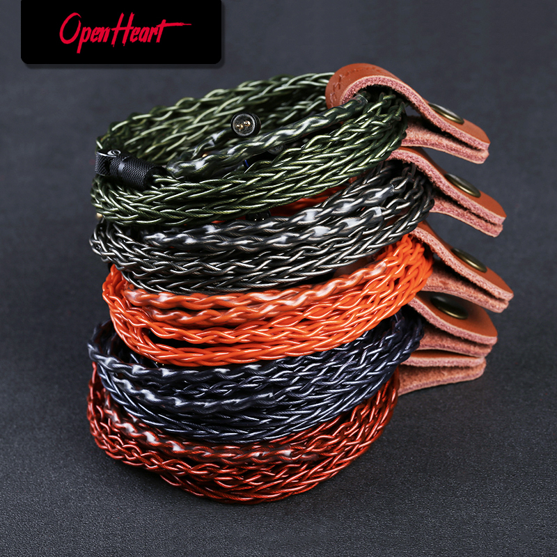 Cable de auriculares OPENHEART naranja de 8 núcleos 2,5/3,5/4,4mm MMCX/0,78 2 pines/QDC cobre Chapado en plata reemplazar Cable equilibrado mejorado