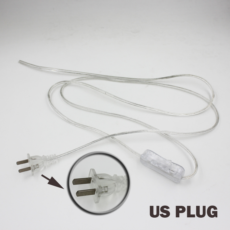 1.8m linjers kabel på av strømledning for led-lampe med knappbryter eu-plugglysbryter gjennomsiktig ledning 304 skjøteledning