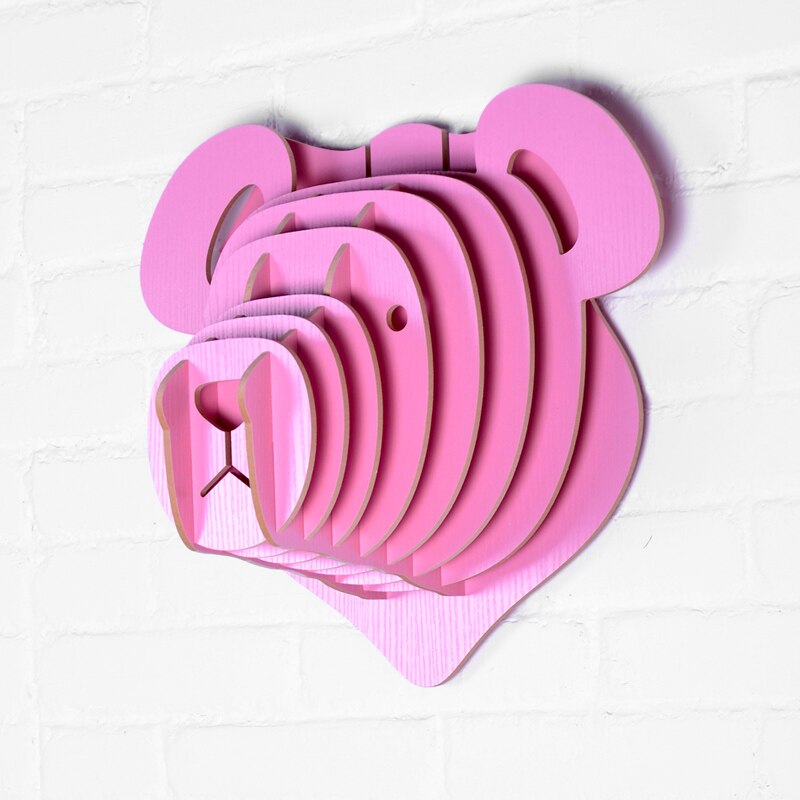 Big 36x40x22cm White Teddy Bear Wall Hanging Craft DIY 3D Puzzle Wood Animal Craft For Home Decoration Polar Bear Animal Head