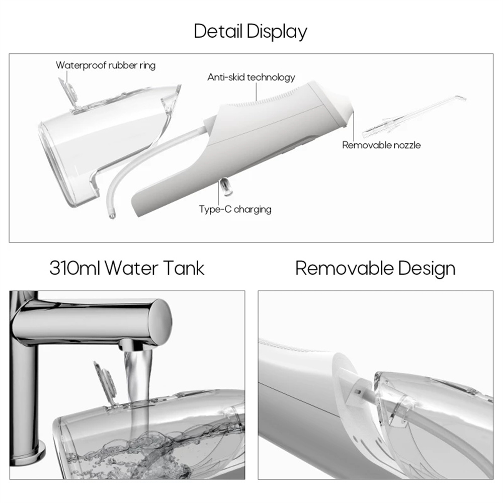 Xiaomi Munddusche USB Aufladbare Wasser Flosser Tragbare Dental Wasser Jet 310ML Wasser Tank Wasserdicht Zahn Reiniger Reise