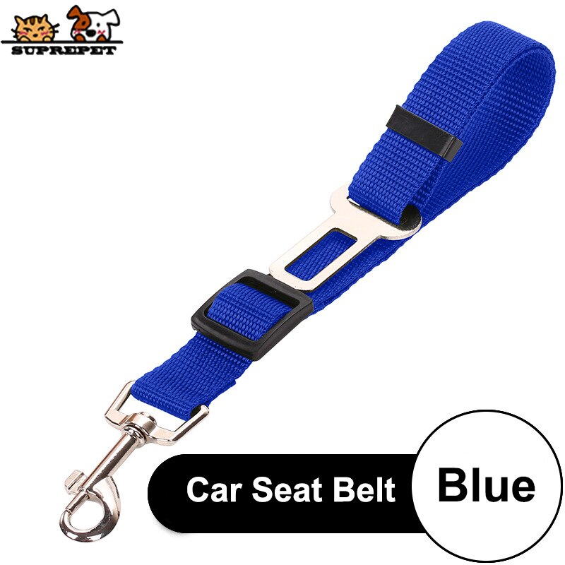 Suprepet Pet Dog Seat Belt Nylon Autogordel Voor Hond Veiligheid Hond Riem In Auto 65 Cm Verstelbare Puppy kraag Leash Halsband: Blauw