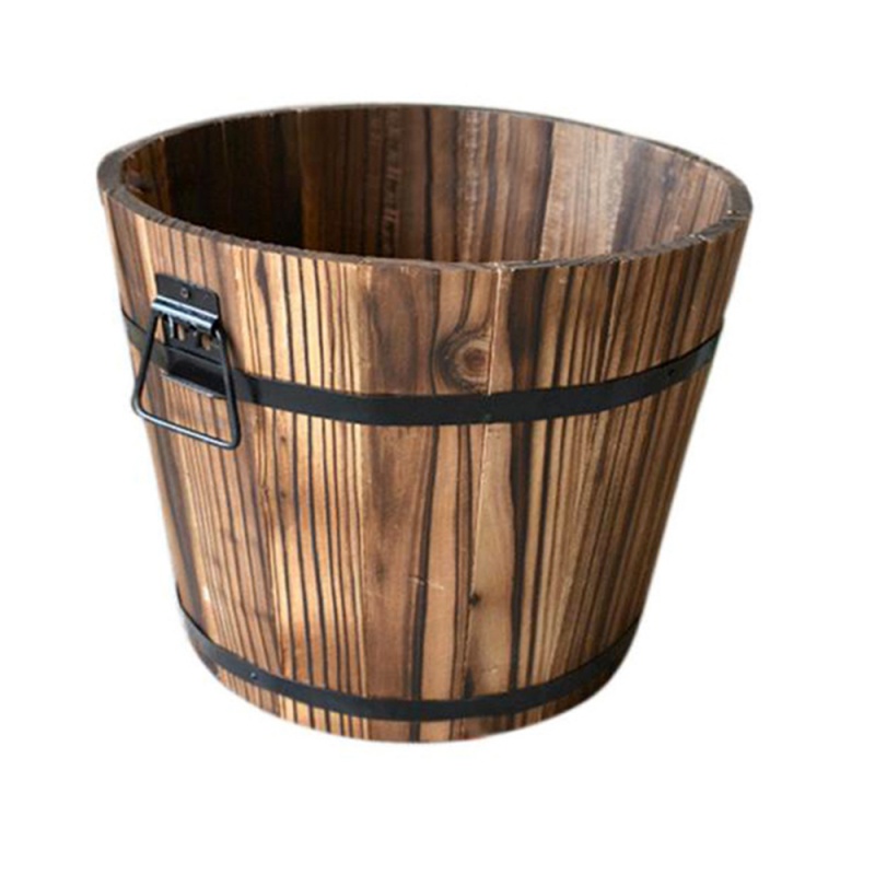 Barriles de flores de plantación Retro, caja de maceta rústica suculenta con borde ondulado, contenedor de flores y plantas, decoración al aire libre: C