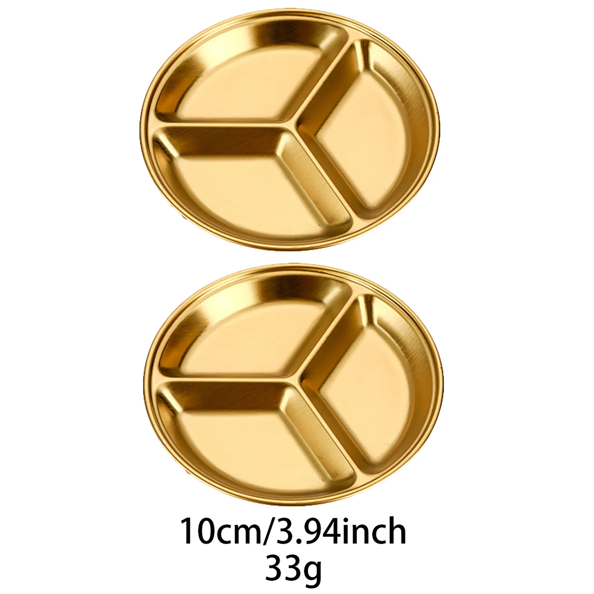 2pcs/set Korean Style Barbecue Dipping Dish Stainless Steel Circular Grid Plate Thickened Golden Sauce Dish Snack Plate: WHITE