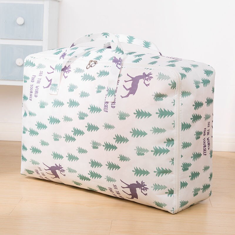 przechowywanie torba dla ubranie koc przenośny nie-tkane składanie ubranie poduszka kołdra koc przechowywanie skrzynka Organizer kreskówka wzorzec: Winter las / S 55x35x20CM